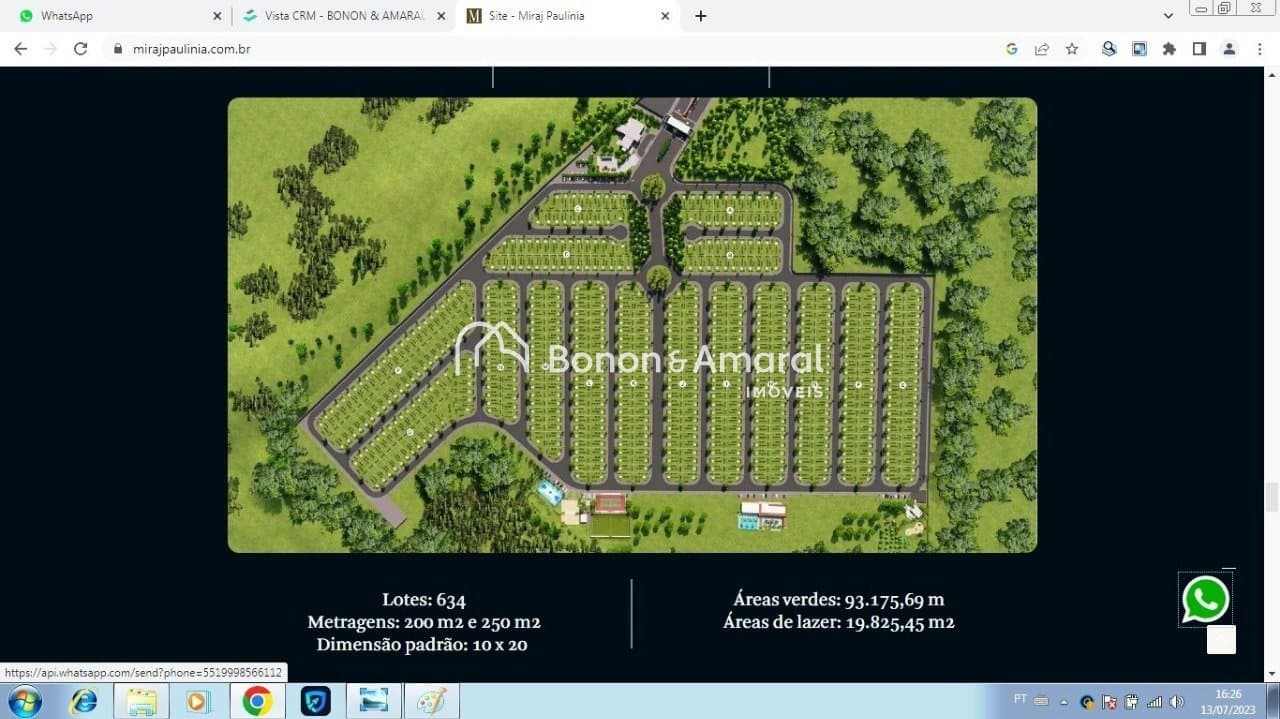 Terreno em condomínio à Venda - São Bento em Paulínia / SP